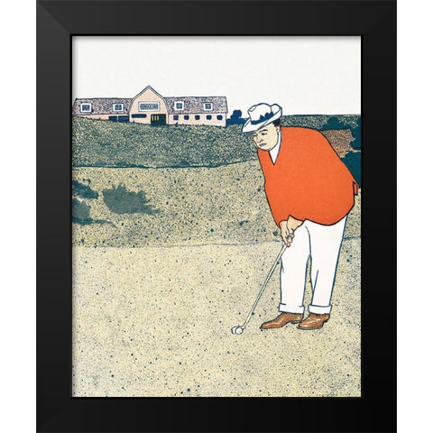 Man Playing Golf Black Modern Wood Framed Art Print by Penfield, Edward