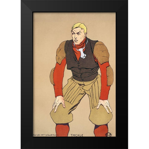 American Football Player Black Modern Wood Framed Art Print by Penfield, Edward