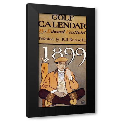 Golf Calendar Black Modern Wood Framed Art Print with Double Matting by Penfield, Edward