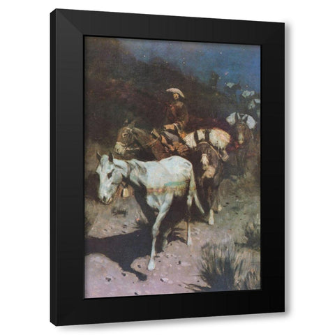 The Bell Mare Black Modern Wood Framed Art Print by Remington, Frederic