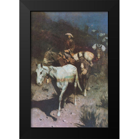 The Bell Mare Black Modern Wood Framed Art Print by Remington, Frederic