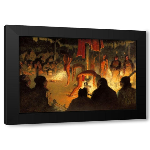 The Sun Dance Black Modern Wood Framed Art Print with Double Matting by Remington, Frederic