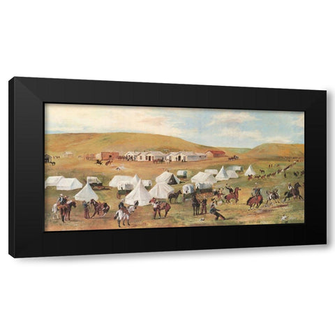 Cowboy Camp During the Roundup Black Modern Wood Framed Art Print by Russell, Charles Marion