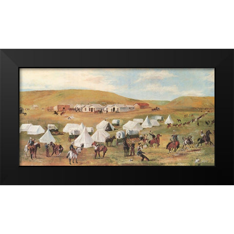 Cowboy Camp During the Roundup Black Modern Wood Framed Art Print by Russell, Charles Marion
