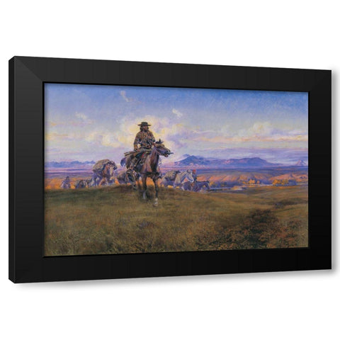 Romance Makers Black Modern Wood Framed Art Print by Russell, Charles Marion