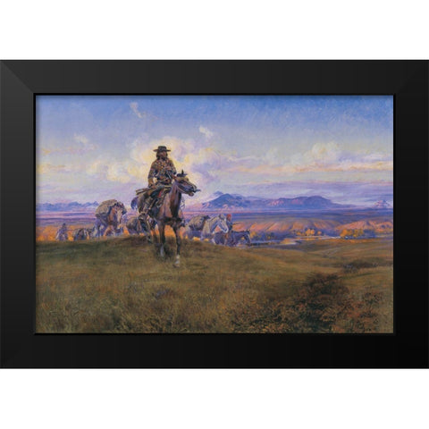 Romance Makers Black Modern Wood Framed Art Print by Russell, Charles Marion