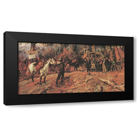 The Hold Up Black Modern Wood Framed Art Print with Double Matting by Russell, Charles Marion