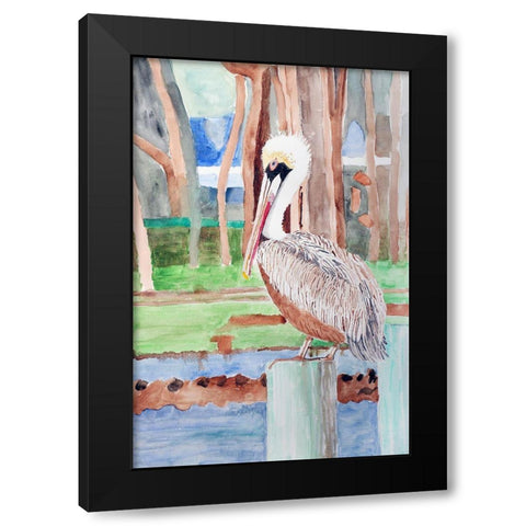 Brown Pelican Black Modern Wood Framed Art Print with Double Matting by Derr, Wynn