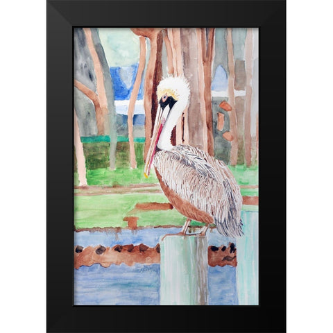 Brown Pelican Black Modern Wood Framed Art Print by Derr, Wynn