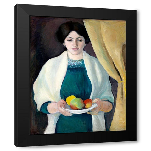 Portrait of the Artists Wife Black Modern Wood Framed Art Print with Double Matting by Macke, August