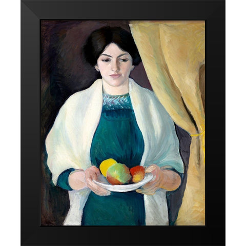 Portrait of the Artists Wife Black Modern Wood Framed Art Print by Macke, August