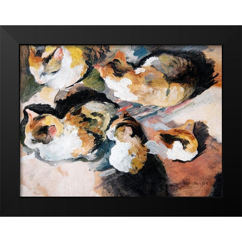 Katzenstudien Study of a Cat Black Modern Wood Framed Art Print by Macke, August