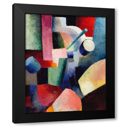 Colored Composition of Forms Black Modern Wood Framed Art Print with Double Matting by Macke, August