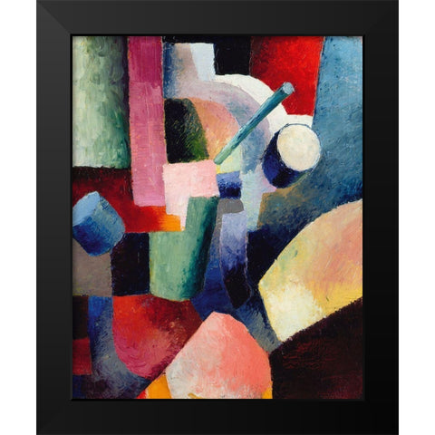 Colored Composition of Forms Black Modern Wood Framed Art Print by Macke, August