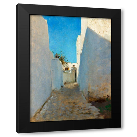 A Moroccan Street Scene Black Modern Wood Framed Art Print by Sargent, John Singer