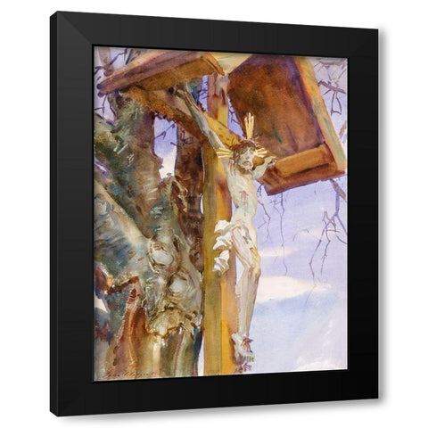 Tyrolese Crucifix Black Modern Wood Framed Art Print with Double Matting by Sargent, John Singer