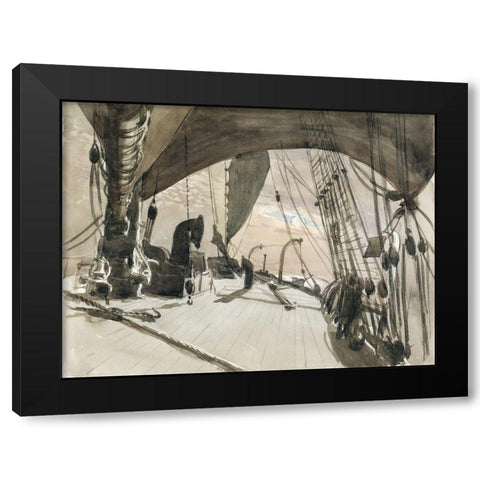 Deck of Ship in Moonlight Black Modern Wood Framed Art Print by Sargent, John Singer