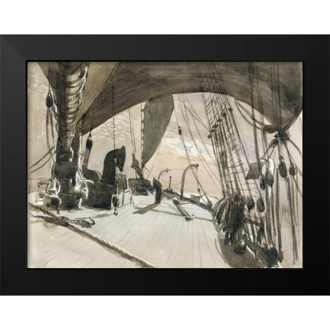 Deck of Ship in Moonlight Black Modern Wood Framed Art Print by Sargent, John Singer