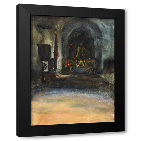 Spanish Church Interior Black Modern Wood Framed Art Print by Sargent, John Singer