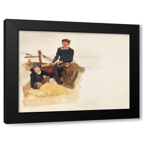 Oscar and Bobino on the Fishing Smack Black Modern Wood Framed Art Print by Sargent, John Singer