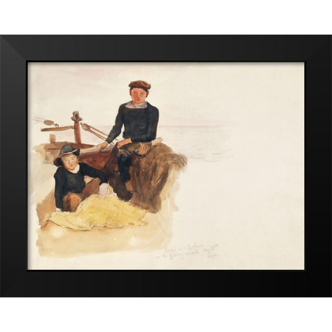 Oscar and Bobino on the Fishing Smack Black Modern Wood Framed Art Print by Sargent, John Singer