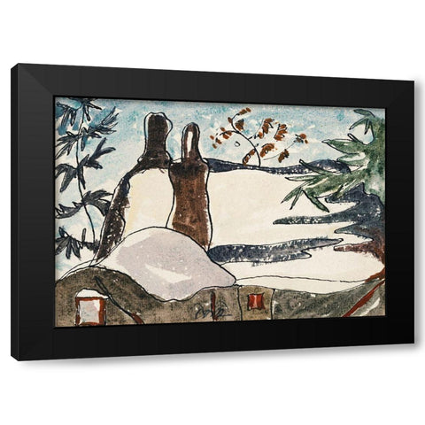 Snowy Rooftops and Trees Black Modern Wood Framed Art Print with Double Matting by Dove, Arthur