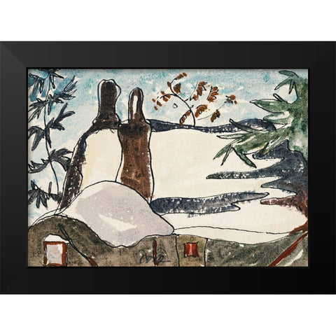 Snowy Rooftops and Trees Black Modern Wood Framed Art Print by Dove, Arthur