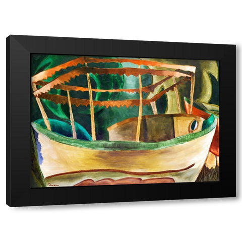 Fishboat Black Modern Wood Framed Art Print with Double Matting by Dove, Arthur