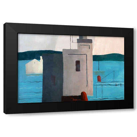 Lloyds Harbor Black Modern Wood Framed Art Print with Double Matting by Dove, Arthur