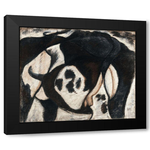 Cow Black Modern Wood Framed Art Print with Double Matting by Dove, Arthur