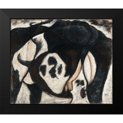 Cow Black Modern Wood Framed Art Print by Dove, Arthur