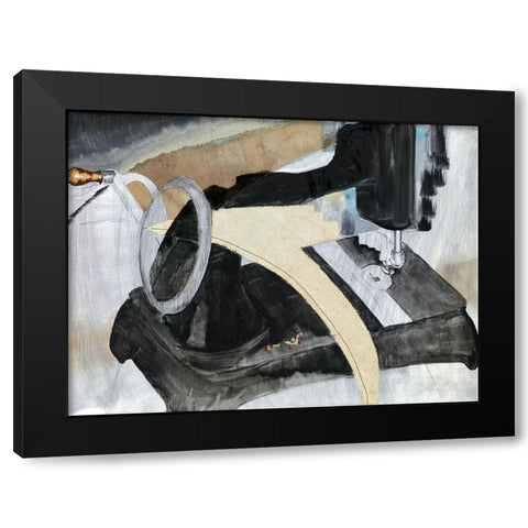 Hand Sewing Machine Black Modern Wood Framed Art Print with Double Matting by Dove, Arthur