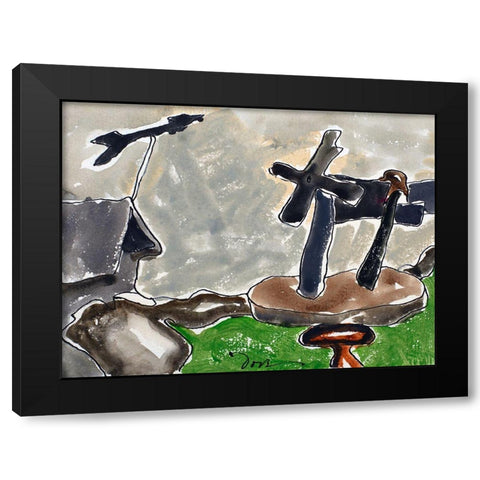 Landscape with Weather Vane Black Modern Wood Framed Art Print with Double Matting by Dove, Arthur