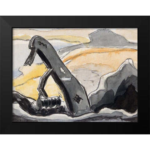 Steam Shovel–Port Washington Black Modern Wood Framed Art Print by Dove, Arthur