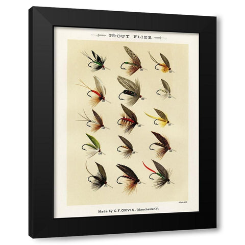 Trout Fishing Flies I from Favorite Flies and Their Histories Black Modern Wood Framed Art Print by Marbury, Mary Orvis