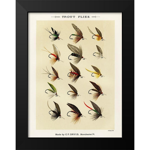 Trout Fishing Flies I from Favorite Flies and Their Histories Black Modern Wood Framed Art Print by Marbury, Mary Orvis