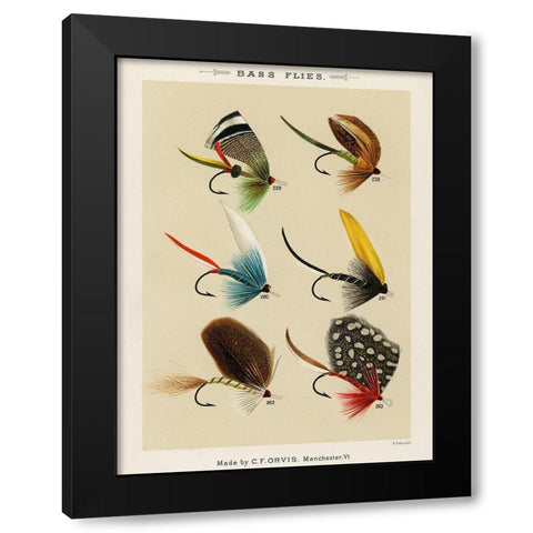 Bass Fishing Flies I from Favorite Flies and Their Histories Black Modern Wood Framed Art Print with Double Matting by Marbury, Mary Orvis