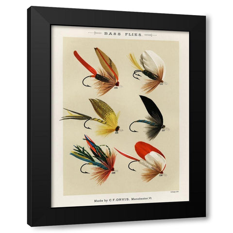 Bass Fishing Flies III from Favorite Flies and Their Histories Black Modern Wood Framed Art Print by Marbury, Mary Orvis