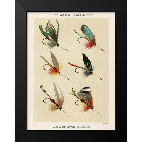 Lake Fishing Flies III from Favorite Flies and Their Histories Black Modern Wood Framed Art Print by Marbury, Mary Orvis