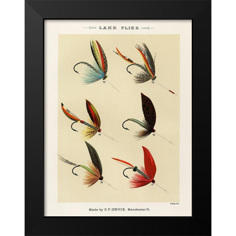 Lake Fishing Flies V from Favorite Flies and Their Histories Black Modern Wood Framed Art Print by Marbury, Mary Orvis