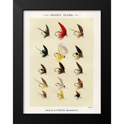 Trout Fishing Flies IV from Favorite Flies and Their Histories Black Modern Wood Framed Art Print by Marbury, Mary Orvis