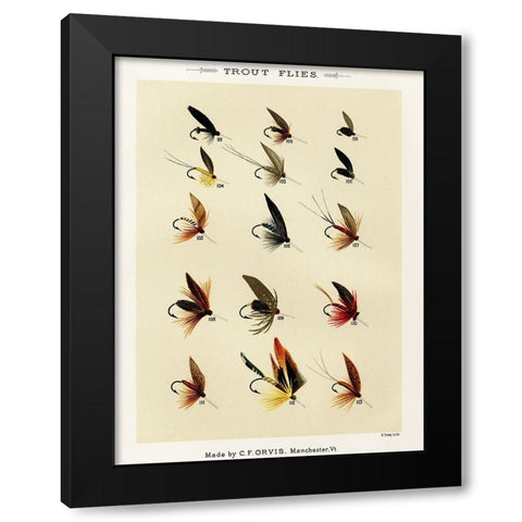Trout Fishing Flies X from Favorite Flies and Their Histories Black Modern Wood Framed Art Print by Marbury, Mary Orvis