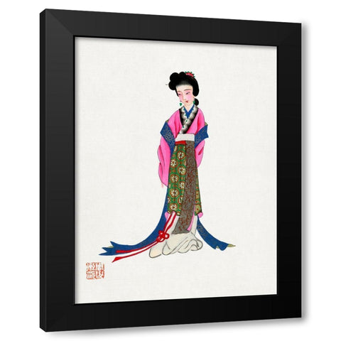 Ancient lady costume Black Modern Wood Framed Art Print with Double Matting by Vintage Chinese Clothing