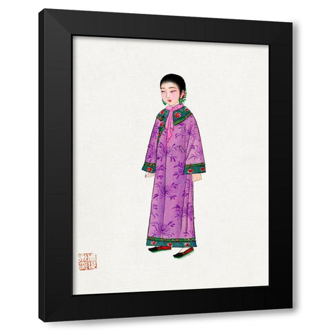 Woman in purple Manchu robe Black Modern Wood Framed Art Print with Double Matting by Vintage Chinese Clothing