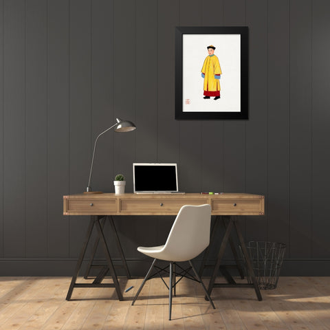 Man in yellow priest robe Black Modern Wood Framed Art Print by Vintage Chinese Clothing
