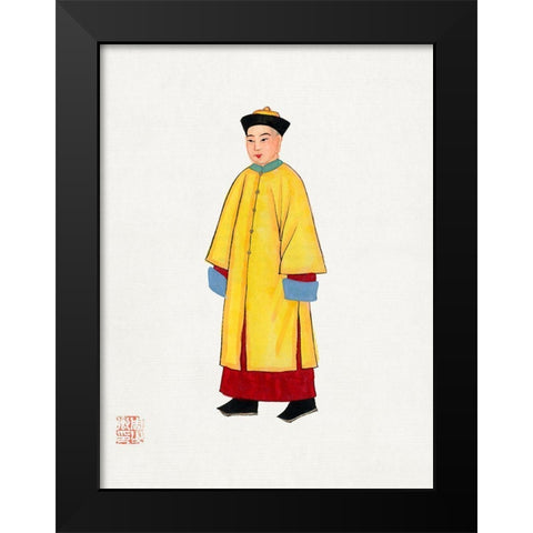 Man in yellow priest robe Black Modern Wood Framed Art Print by Vintage Chinese Clothing