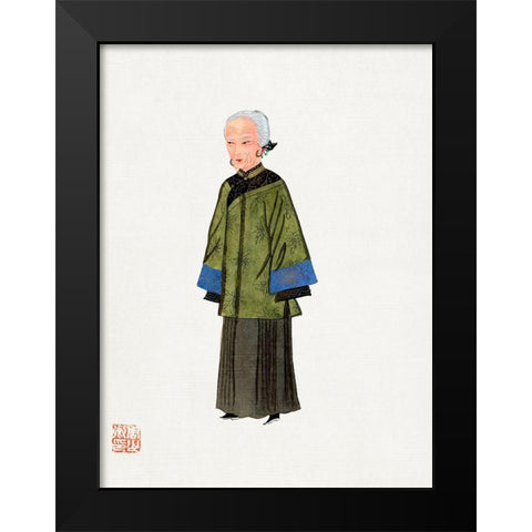 Chinese lady in green gown costume Black Modern Wood Framed Art Print by Vintage Chinese Clothing