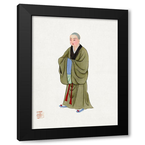 Buddhist monk costume Black Modern Wood Framed Art Print with Double Matting by Vintage Chinese Clothing