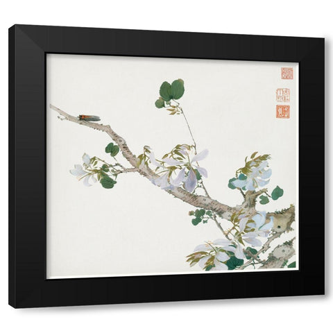 Insects and Flowers VI Black Modern Wood Framed Art Print with Double Matting by Lian, Ju