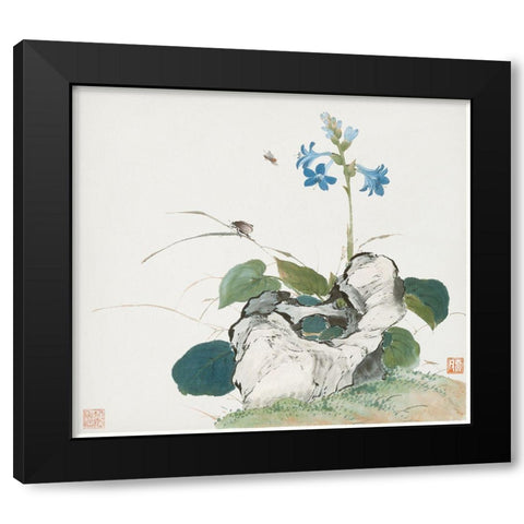 Insects and Flowers VII Black Modern Wood Framed Art Print with Double Matting by Lian, Ju